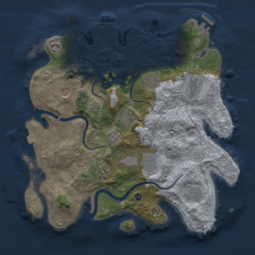 Rust Map: Procedural Map, Size: 3500, Seed: 9909, 15 Monuments