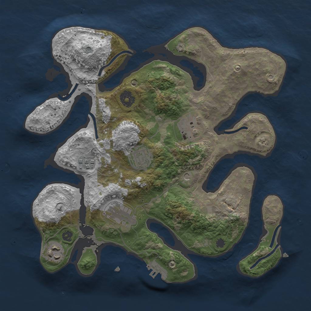 Rust Map: Procedural Map, Size: 3000, Seed: 848119340, 9 Monuments