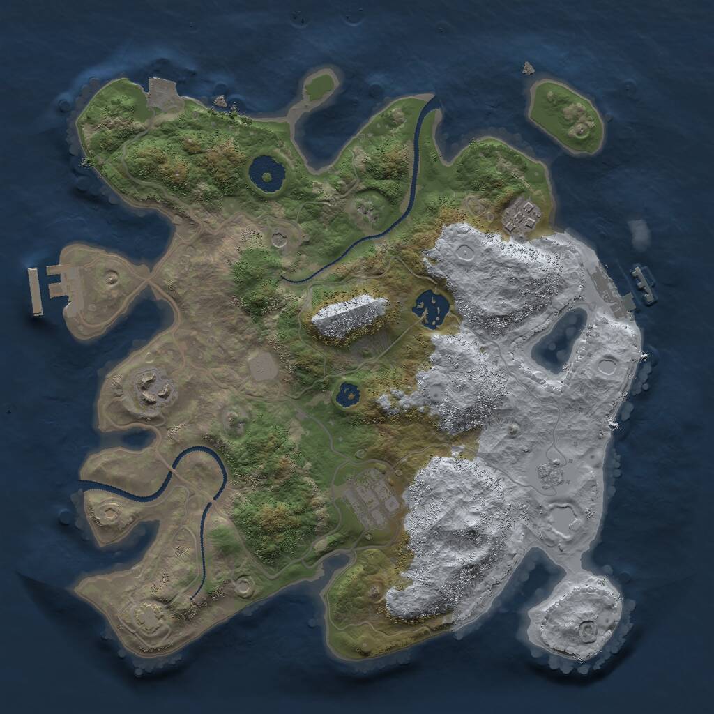 Rust Map: Procedural Map, Size: 3000, Seed: 4716, 10 Monuments