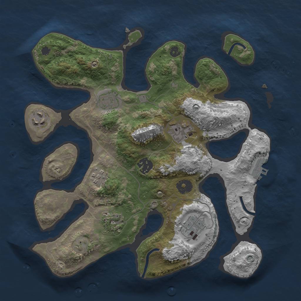 Rust Map: Procedural Map, Size: 3000, Seed: 4716, 10 Monuments