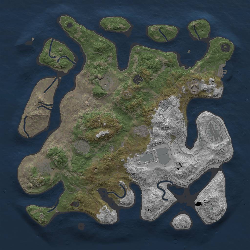 Rust Map: Procedural Map, Size: 4000, Seed: 232323232, 13 Monuments