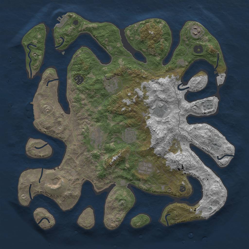 Rust Map: Procedural Map, Size: 4000, Seed: 21291037, 14 Monuments