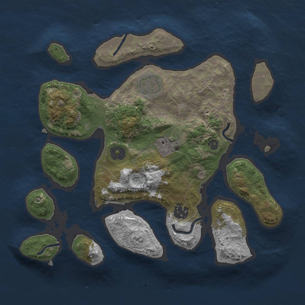 Rust Map: Procedural Map, Size: 3000, Seed: 2422761, 6 Monuments