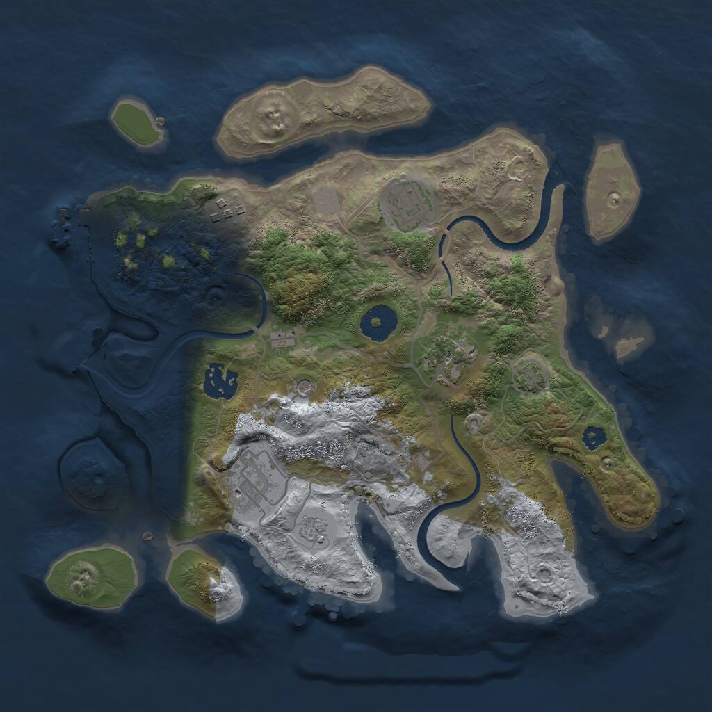 Rust Map: Procedural Map, Size: 3000, Seed: 2422761, 10 Monuments