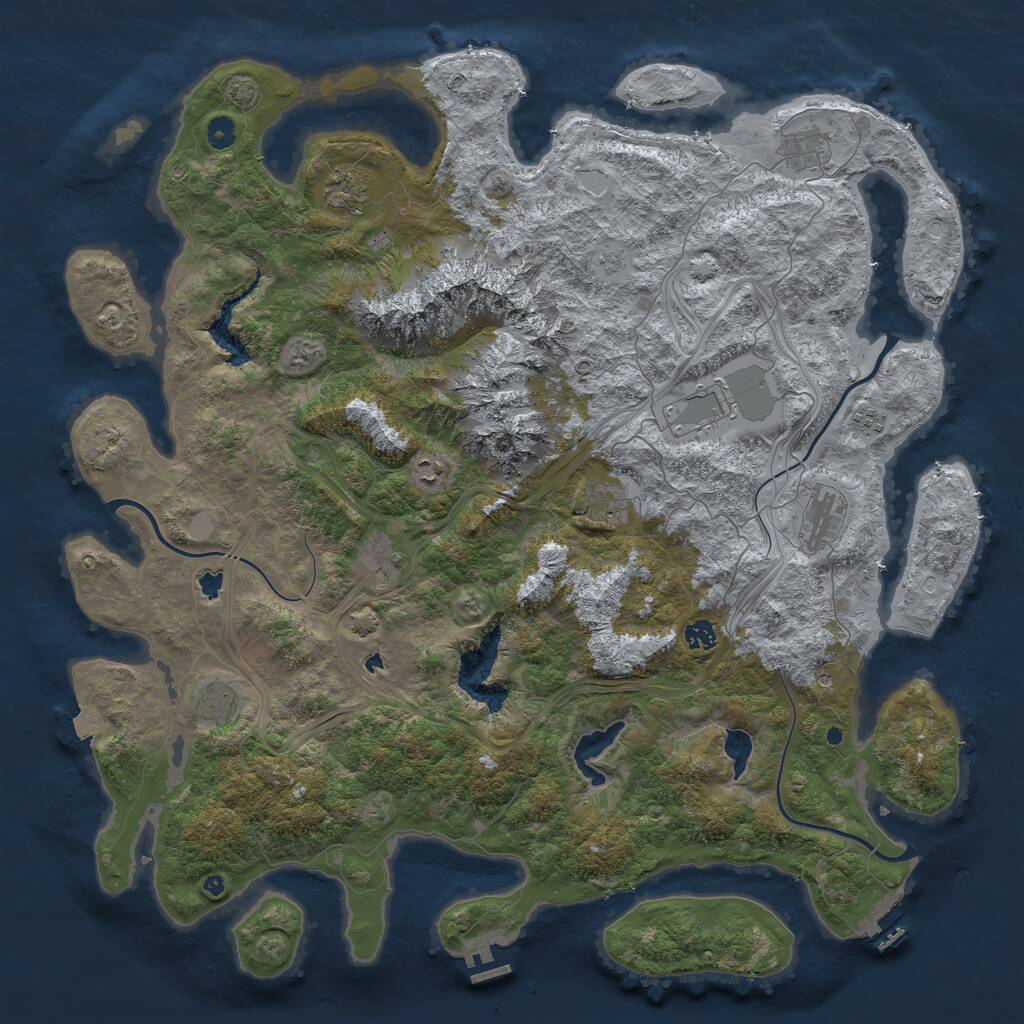 Rust Map: Procedural Map, Size: 5000, Seed: 678910, 16 Monuments