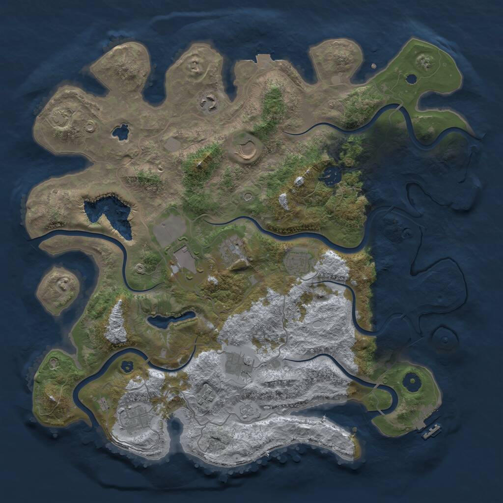 Rust Map: Procedural Map, Size: 4050, Seed: 2120864741, 15 Monuments
