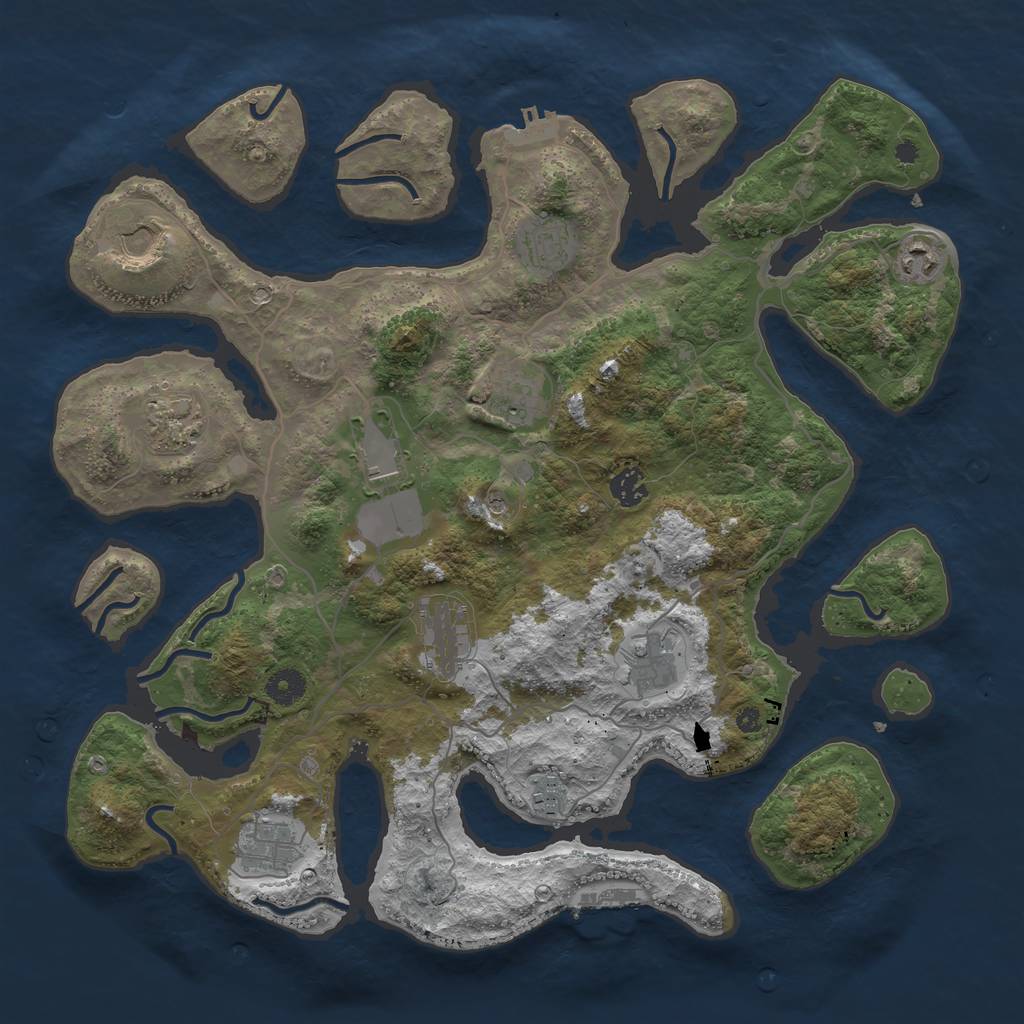 Rust Map: Procedural Map, Size: 4050, Seed: 2120864741, 16 Monuments