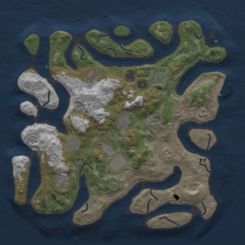 Rust Map: Procedural Map, Size: 3950, Seed: 887692, 15 Monuments