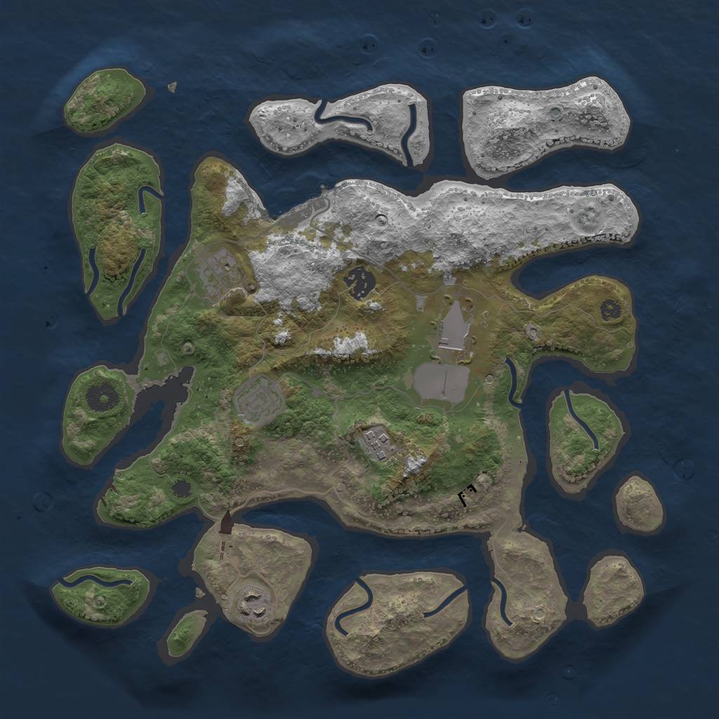 Rust Map: Procedural Map, Size: 3500, Seed: 1164833118, 9 Monuments