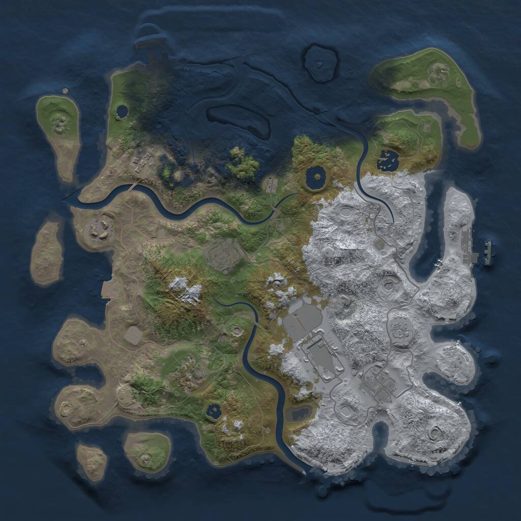 Rust Map: Procedural Map, Size: 3500, Seed: 38419184, 13 Monuments
