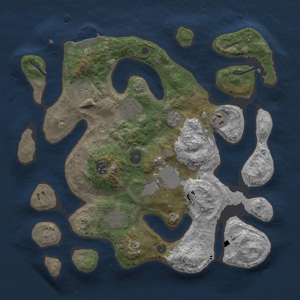 Rust Map: Procedural Map, Size: 3500, Seed: 38419184, 11 Monuments