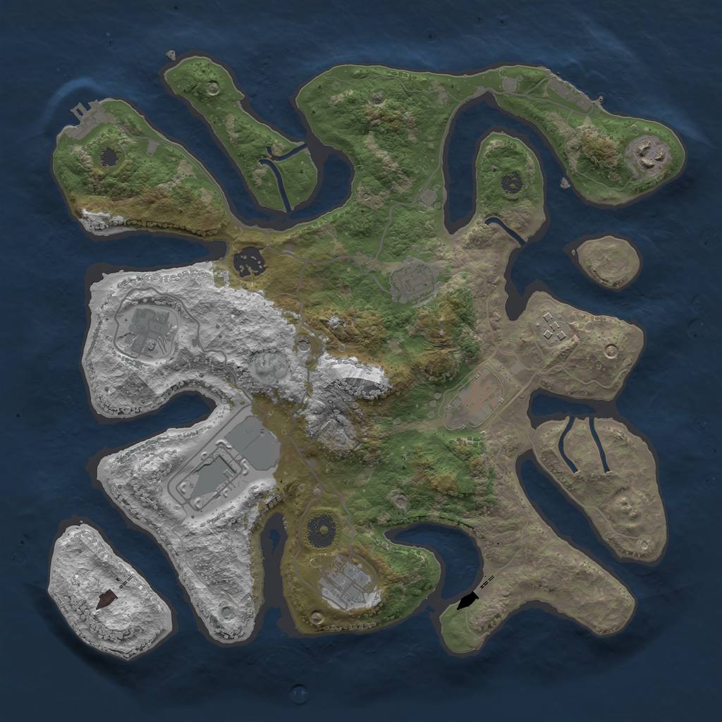 Rust Map: Procedural Map, Size: 3500, Seed: 1842493308, 13 Monuments