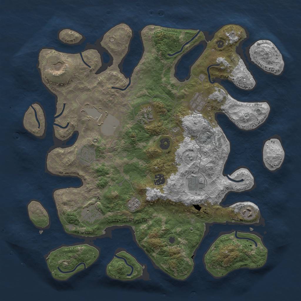 Rust Map: Procedural Map, Size: 3950, Seed: 816915, 13 Monuments