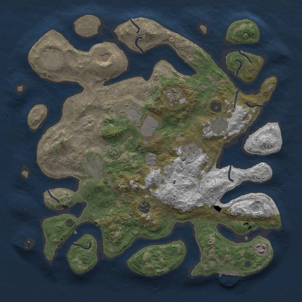 Rust Map: Procedural Map, Size: 4000, Seed: 19628143, 14 Monuments