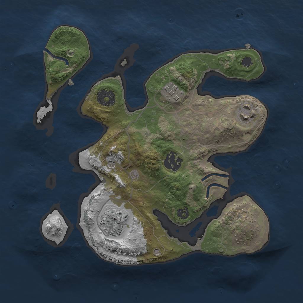 Rust Map: Procedural Map, Size: 2500, Seed: 811103626, 7 Monuments