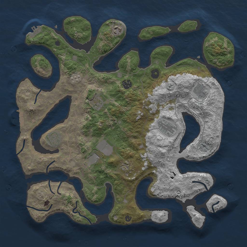 Rust Map: Procedural Map, Size: 4000, Seed: 45218510, 14 Monuments