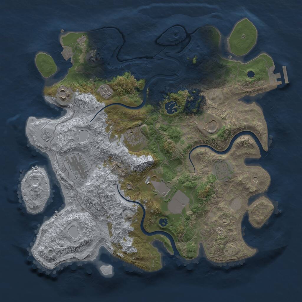 Rust Map: Procedural Map, Size: 3500, Seed: 2019220513, 13 Monuments