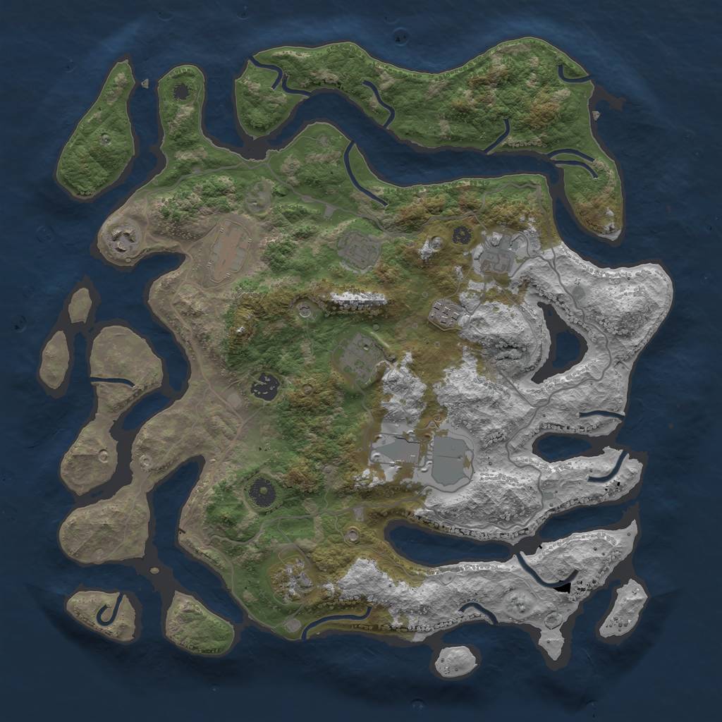 Rust Map: Procedural Map, Size: 4000, Seed: 984903842, 12 Monuments