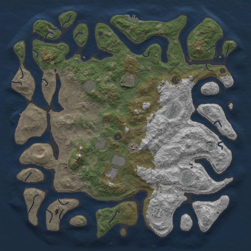 Rust Map: Procedural Map, Size: 5100, Seed: 2136983282, 16 Monuments