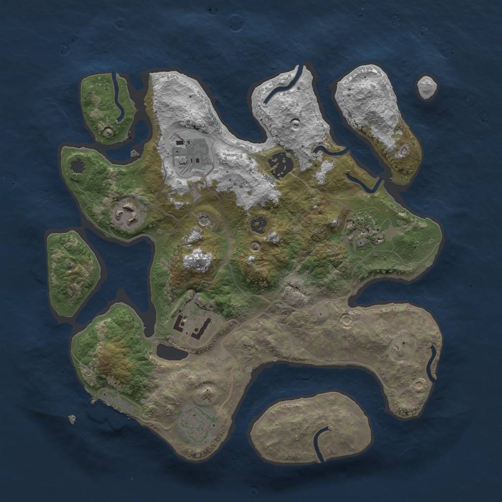 Rust Map: Procedural Map, Size: 3040, Seed: 613293446, 10 Monuments