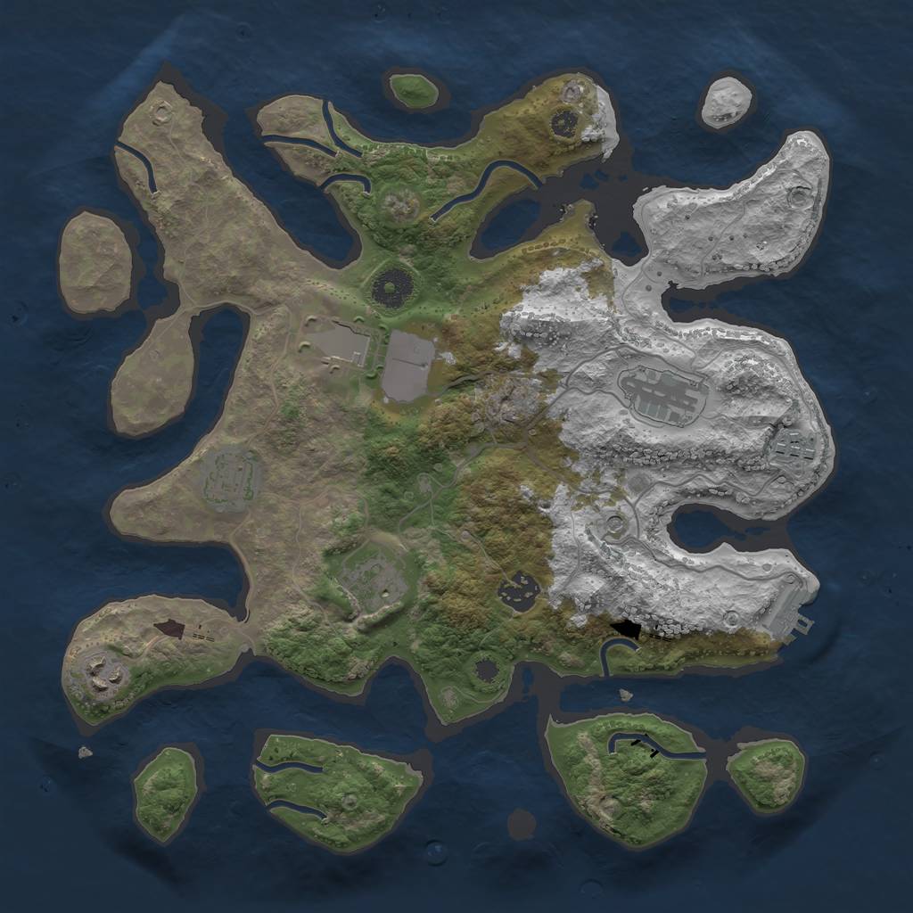 Rust Map: Procedural Map, Size: 3500, Seed: 2086031559, 11 Monuments
