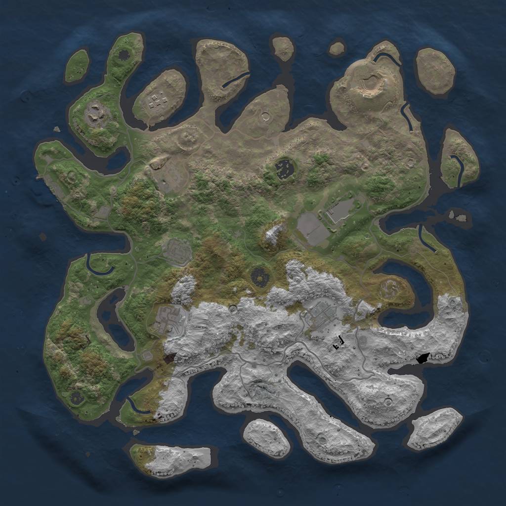 Rust Map: Procedural Map, Size: 4000, Seed: 23346, 13 Monuments