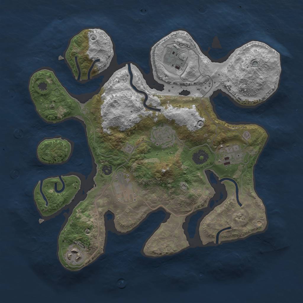 Rust Map: Procedural Map, Size: 3000, Seed: 284450081, 7 Monuments