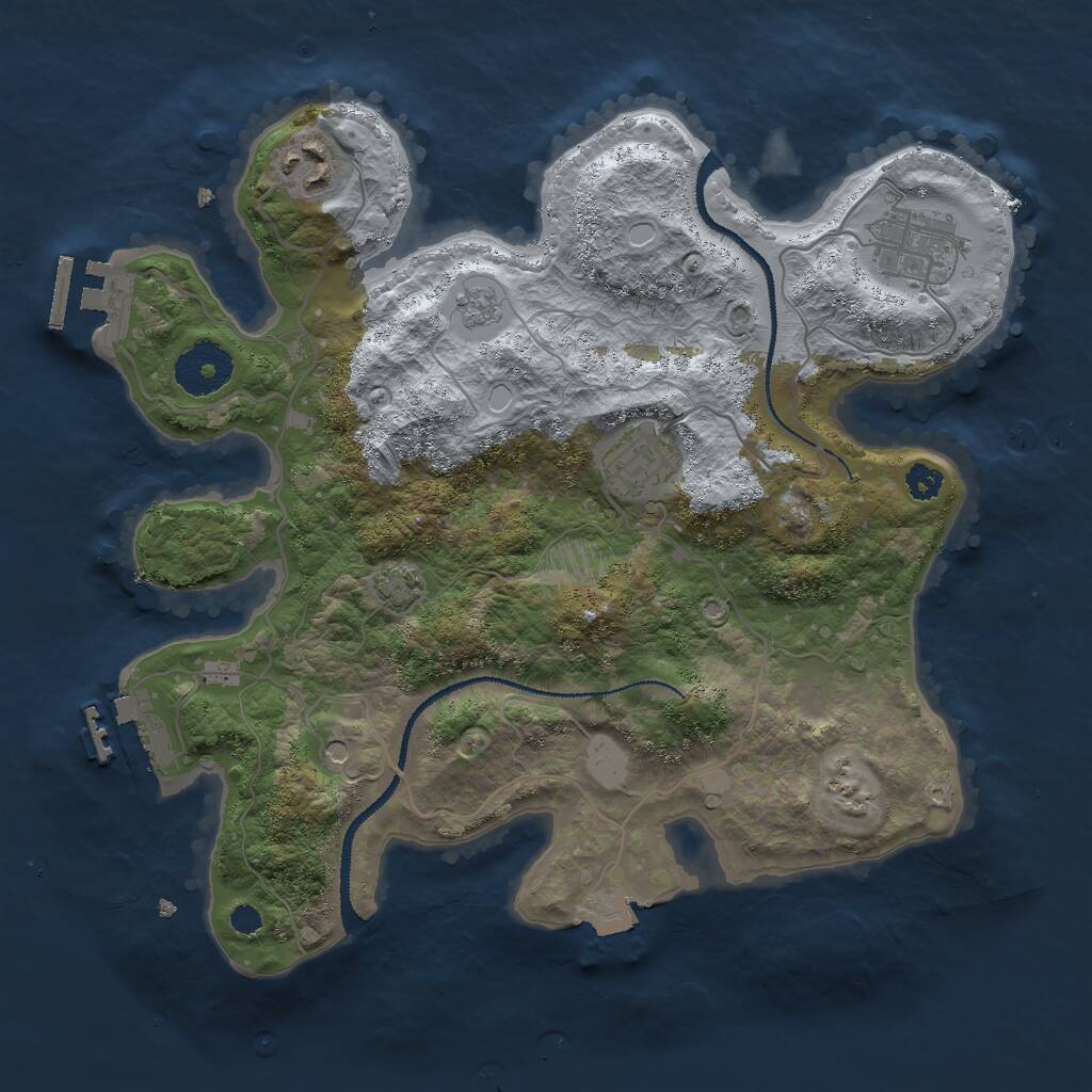 Rust Map: Procedural Map, Size: 3000, Seed: 284450081, 9 Monuments