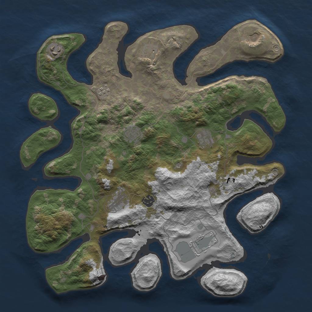 Rust Map: Barren, Size: 4000, Seed: 117552058, 12 Monuments