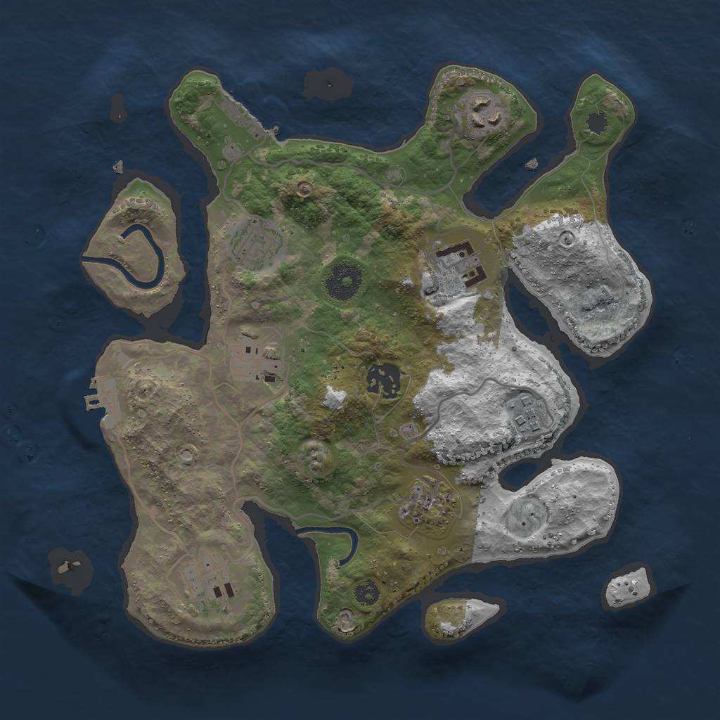 Rust Map: Procedural Map, Size: 3000, Seed: 1328370244, 12 Monuments