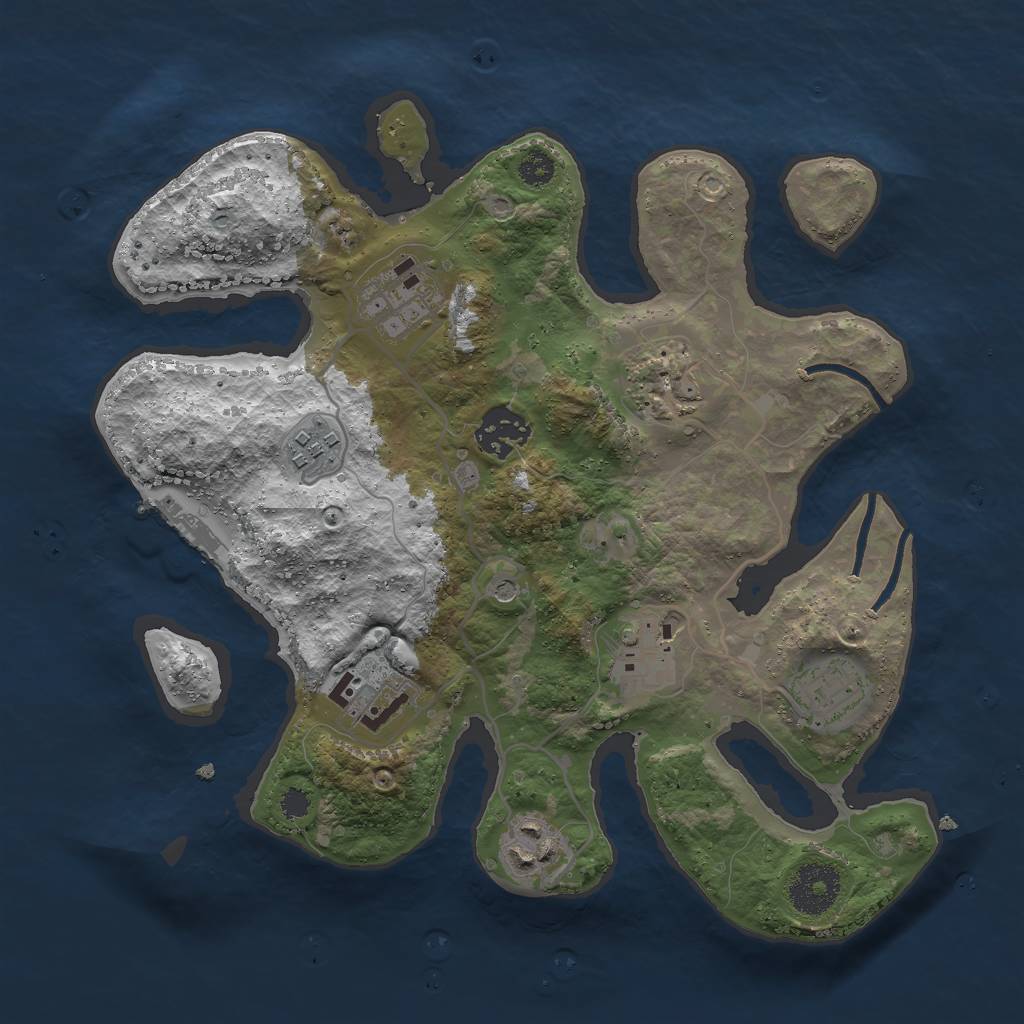 Rust Map: Procedural Map, Size: 3000, Seed: 36889, 12 Monuments