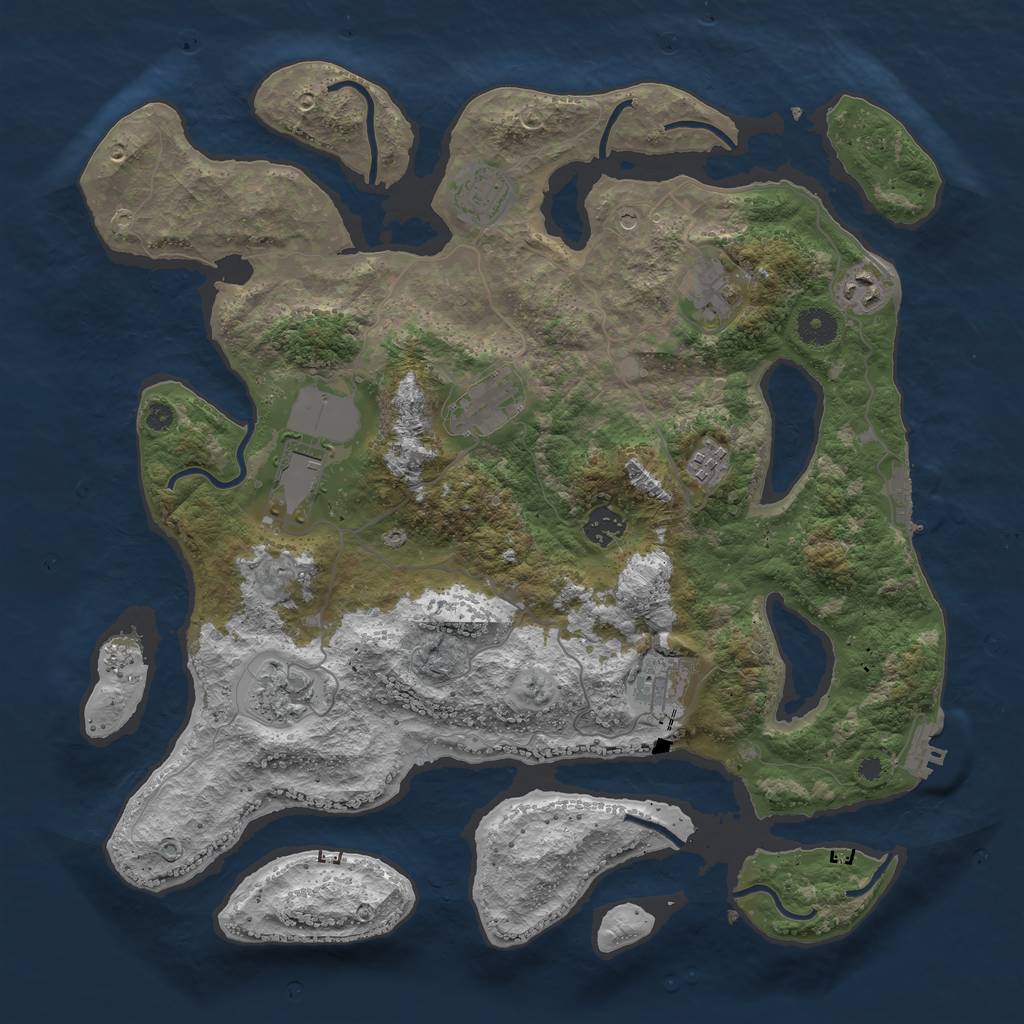 Rust Map: Procedural Map, Size: 3950, Seed: 963007, 14 Monuments