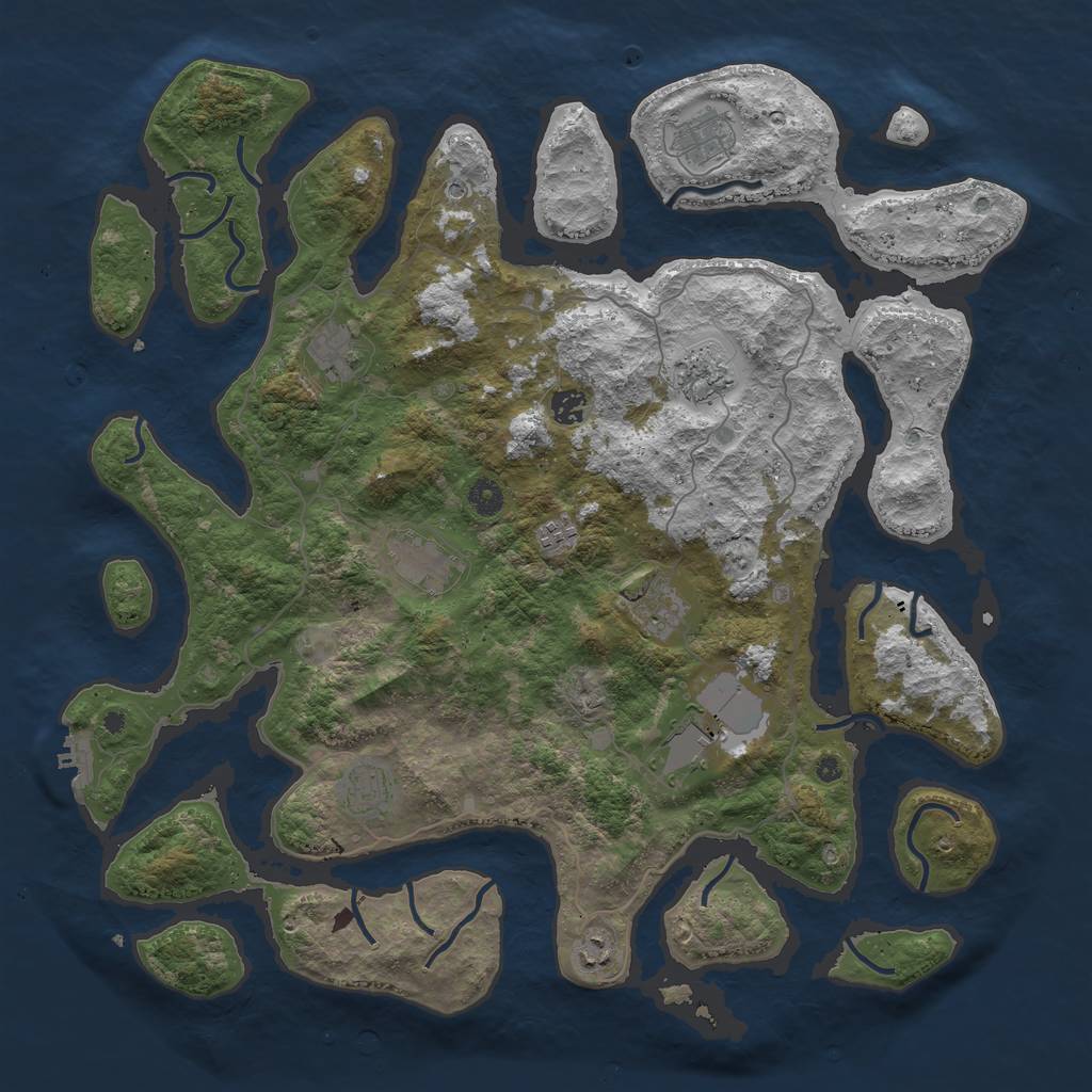 Rust Map: Procedural Map, Size: 4500, Seed: 5428625, 14 Monuments