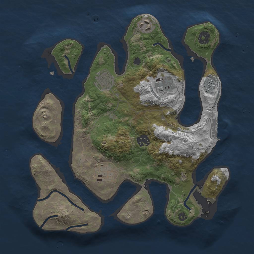 Rust Map: Procedural Map, Size: 3000, Seed: 533312855, 9 Monuments