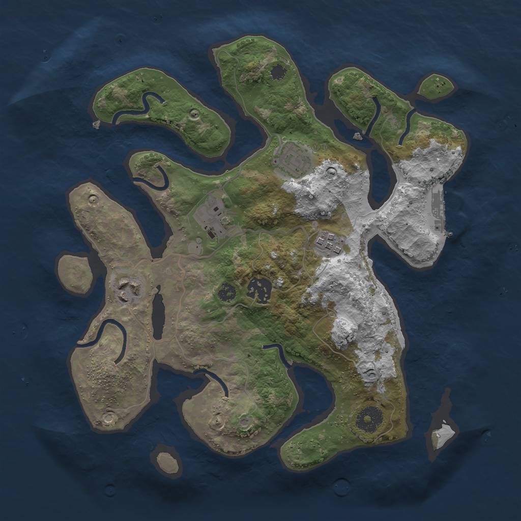 Rust Map: Procedural Map, Size: 3000, Seed: 83748, 8 Monuments