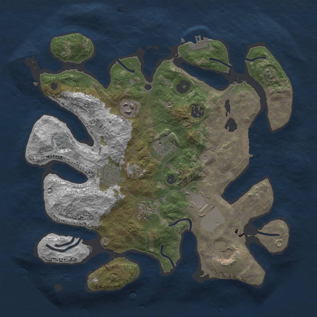 Rust Map: Procedural Map, Size: 3500, Seed: 463889511, 13 Monuments