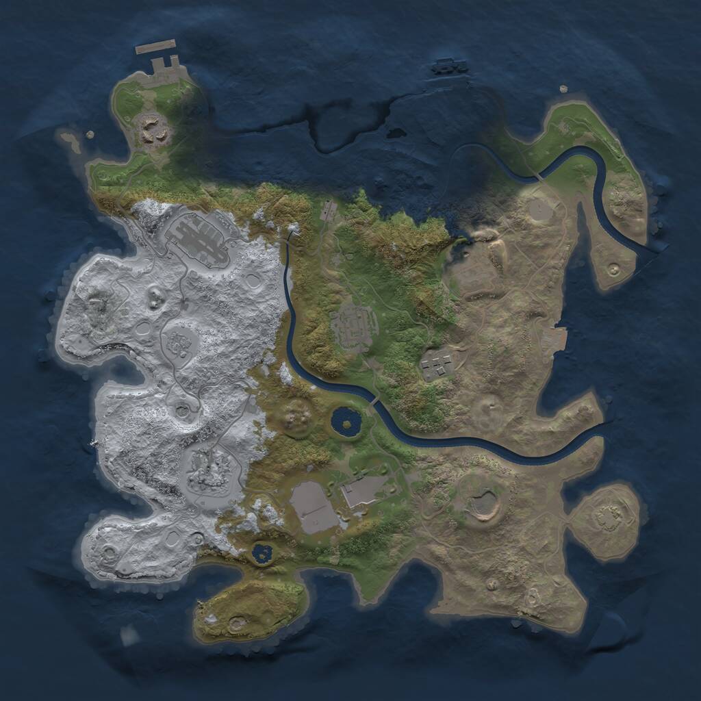 Rust Map: Procedural Map, Size: 3500, Seed: 463889511, 14 Monuments
