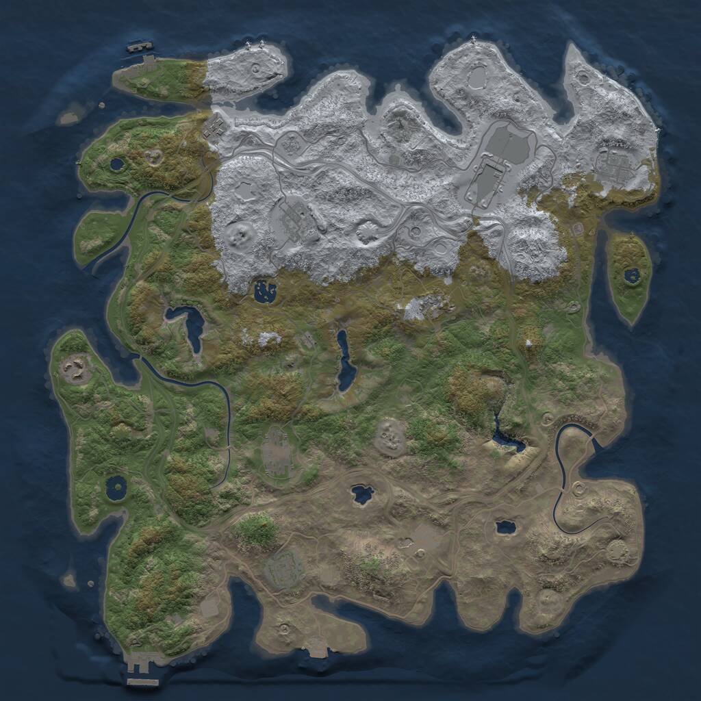 Rust Map: Procedural Map, Size: 4500, Seed: 98113541, 16 Monuments