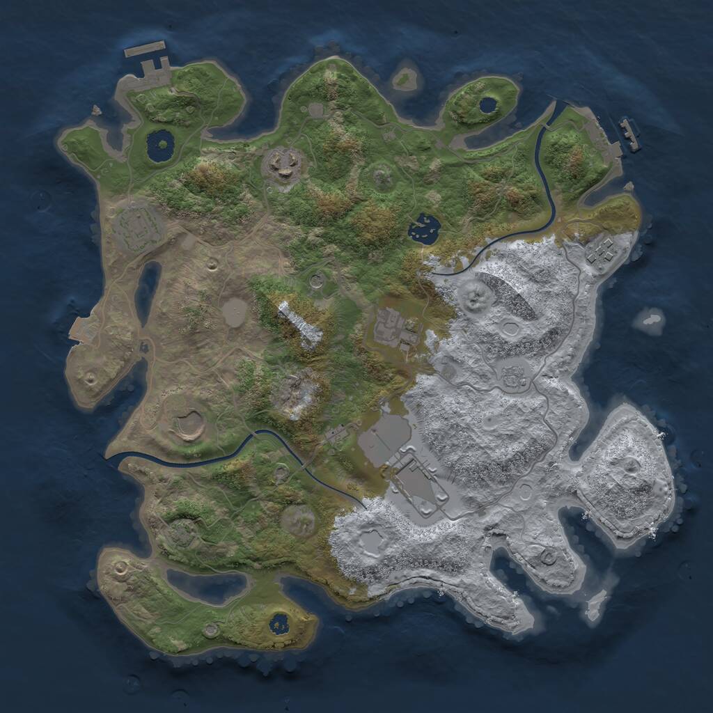 Rust Map: Procedural Map, Size: 3500, Seed: 163789172, 13 Monuments