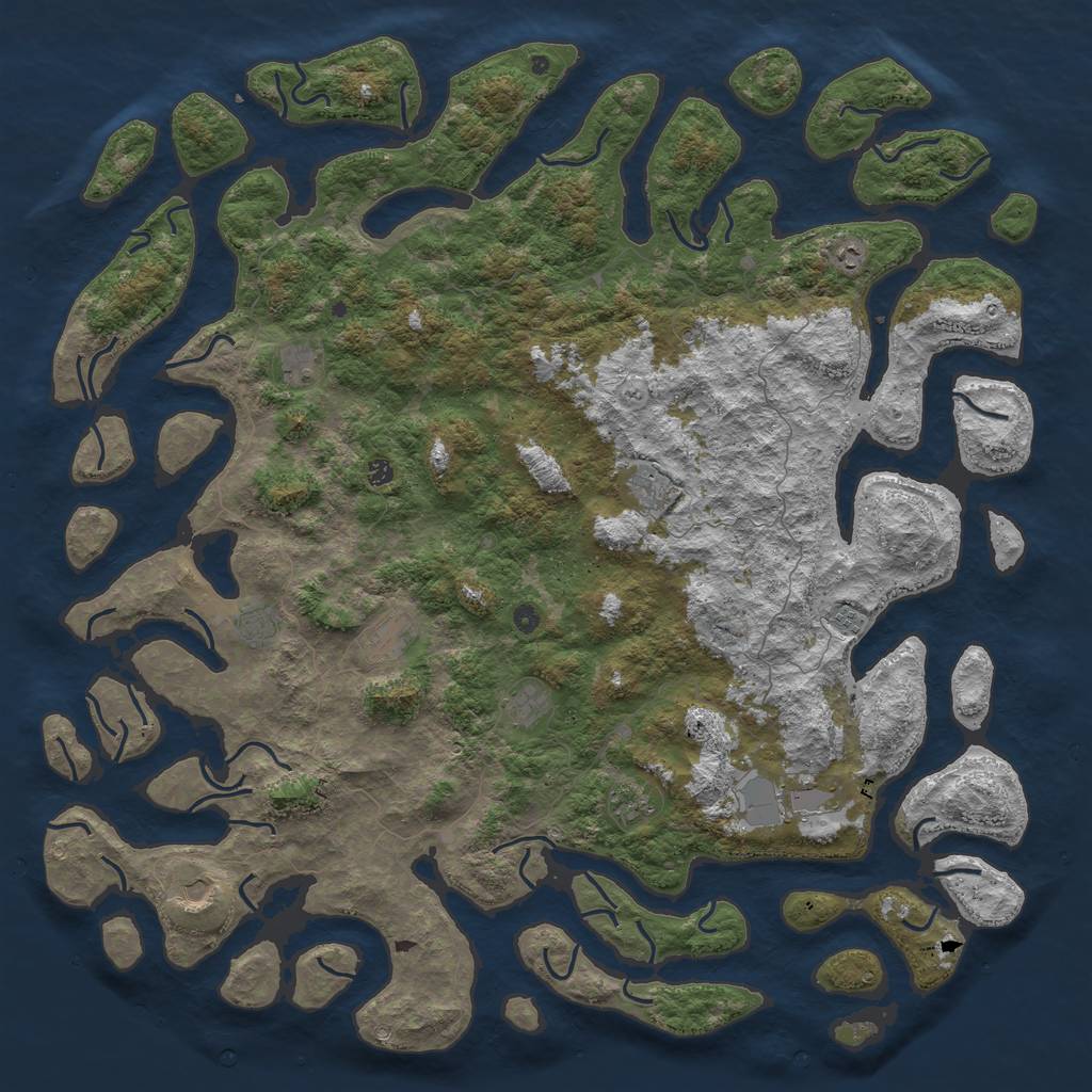 Rust Map: Procedural Map, Size: 6000, Seed: 21075, 14 Monuments