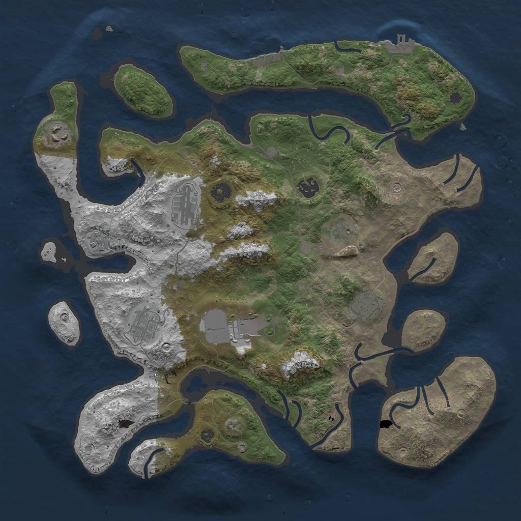 Rust Map: Procedural Map, Size: 3950, Seed: 453351, 13 Monuments