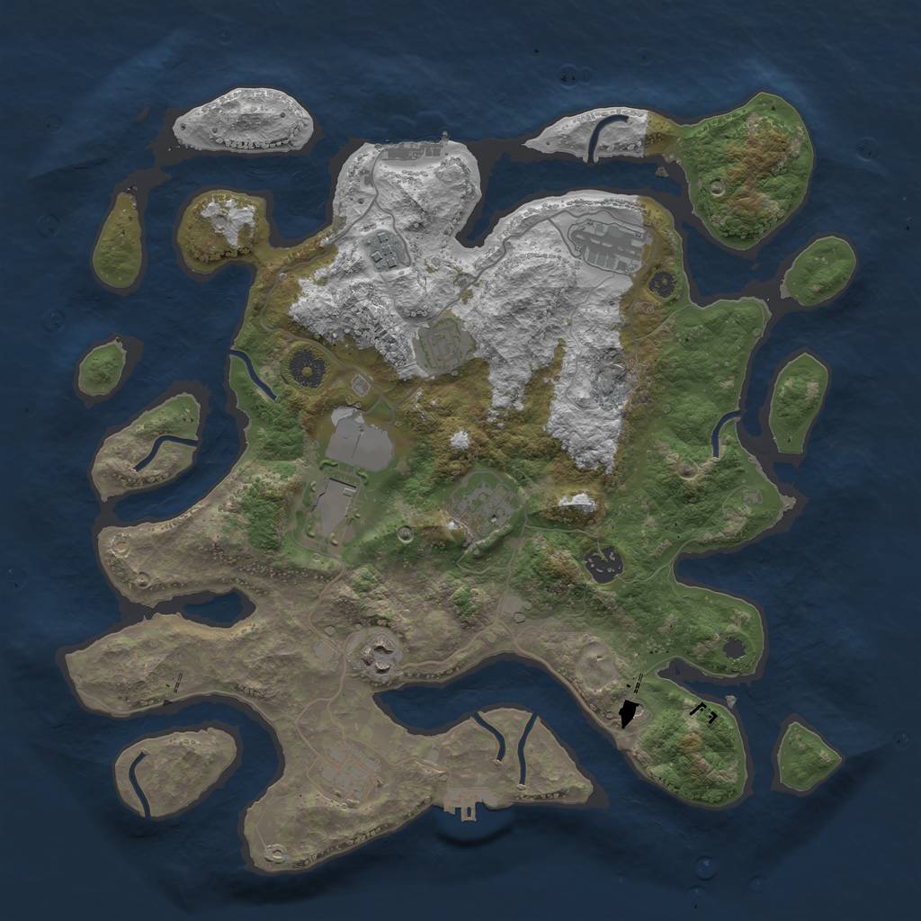 Rust Map: Procedural Map, Size: 3800, Seed: 1188676969, 13 Monuments