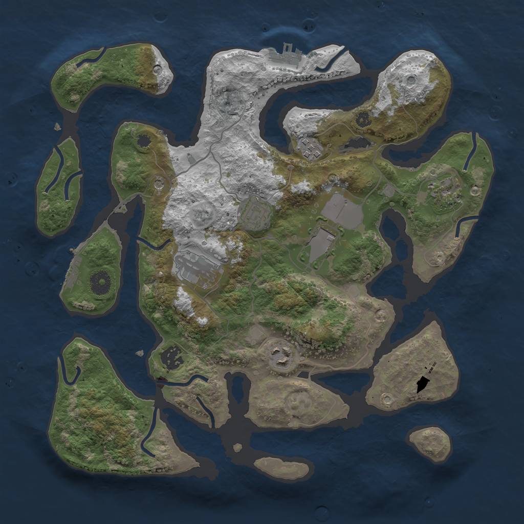 Rust Map: Procedural Map, Size: 3500, Seed: 364810101, 12 Monuments