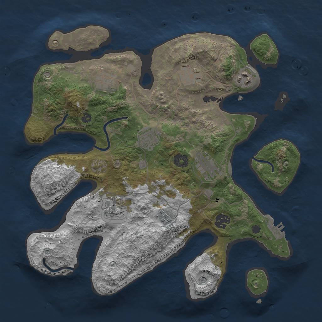 Rust Map: Procedural Map, Size: 3250, Seed: 1209052517, 12 Monuments