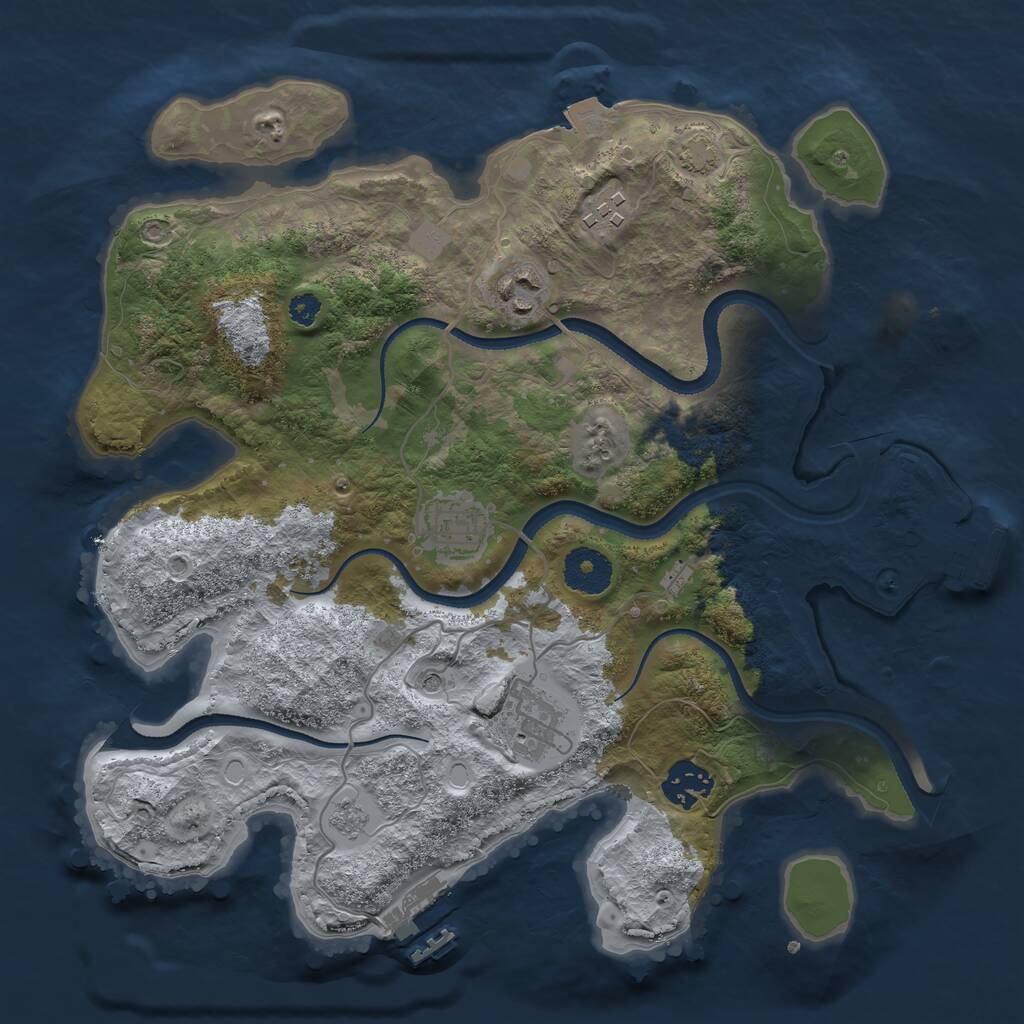Rust Map: Procedural Map, Size: 3250, Seed: 1209052517, 11 Monuments