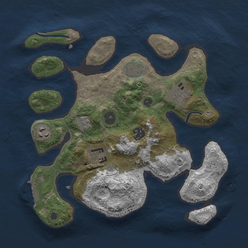 Rust Map: Procedural Map, Size: 3000, Seed: 985005387, 10 Monuments