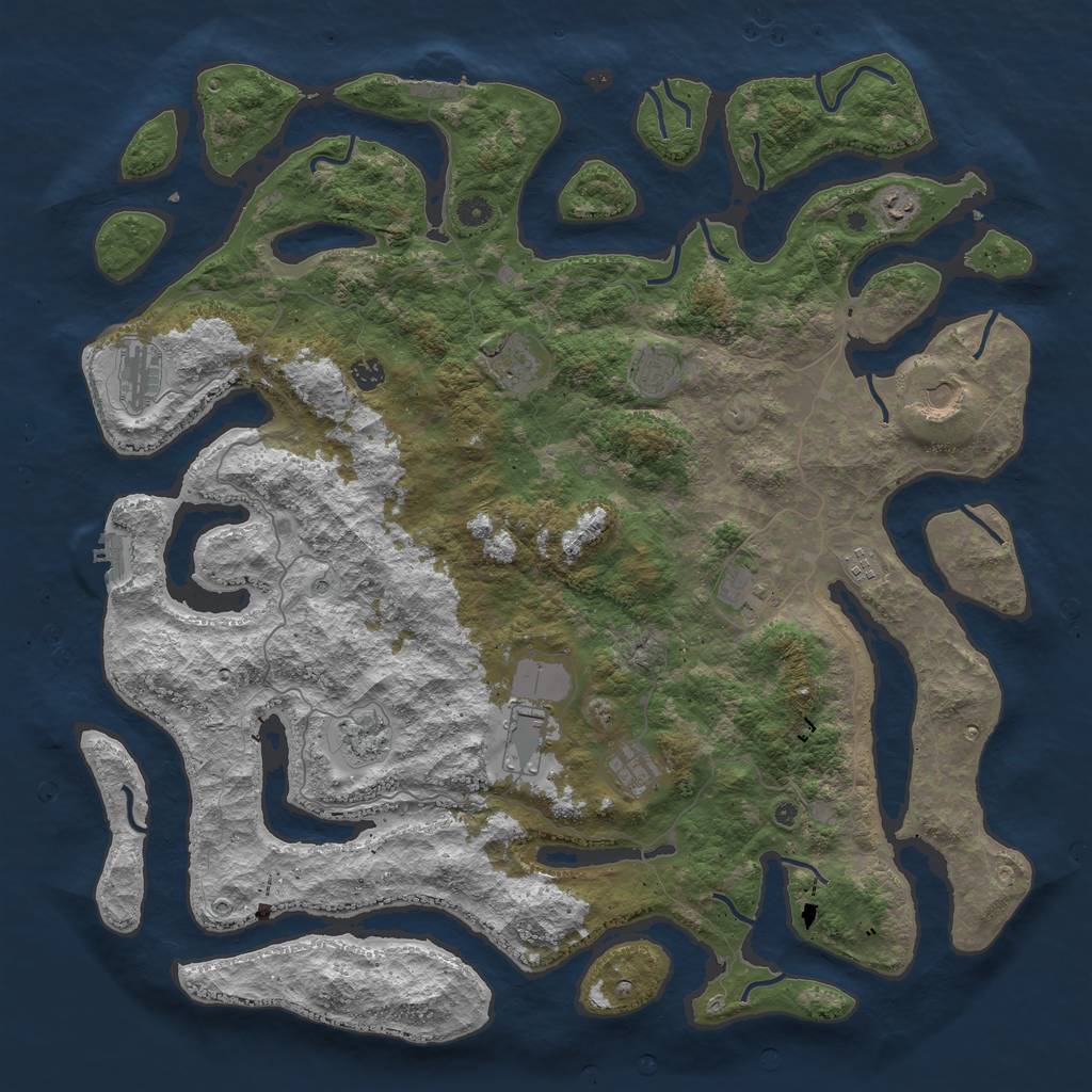 Rust Map: Procedural Map, Size: 5000, Seed: 28499184, 16 Monuments