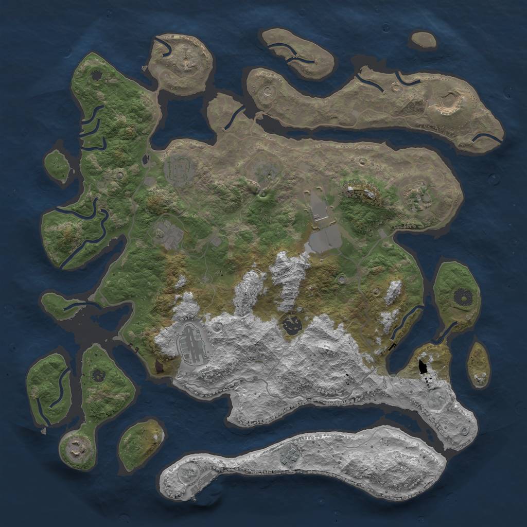 Rust Map: Procedural Map, Size: 4250, Seed: 879506, 14 Monuments