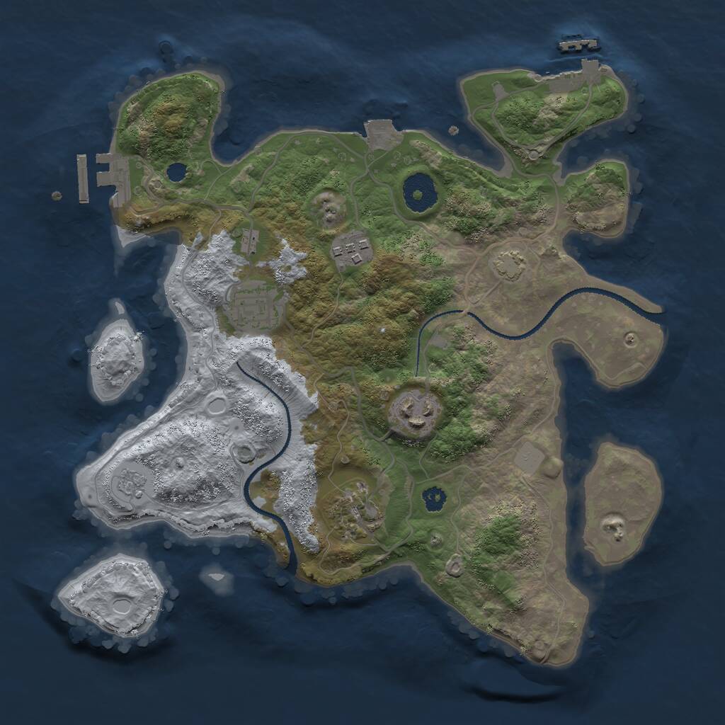 Rust Map: Procedural Map, Size: 3000, Seed: 1735914708, 9 Monuments