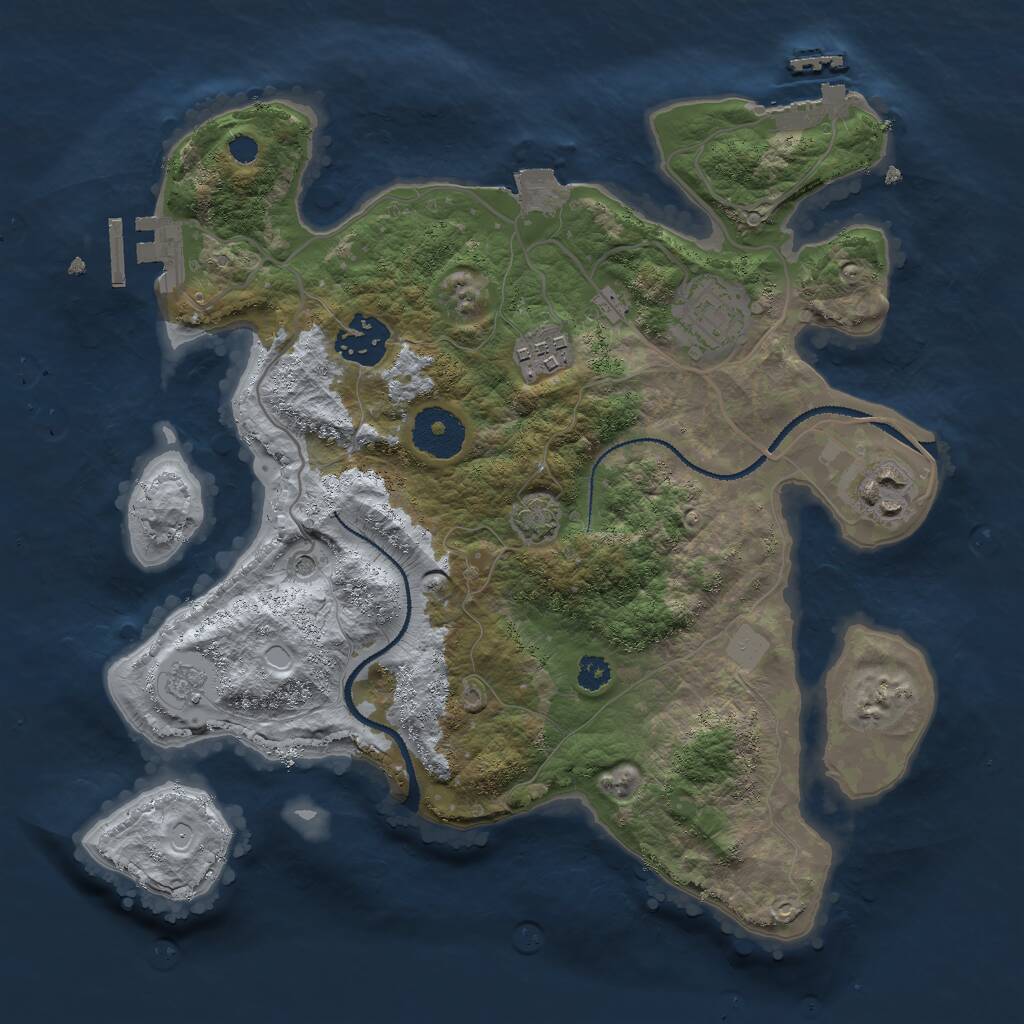 Rust Map: Procedural Map, Size: 3000, Seed: 1735914708, 10 Monuments